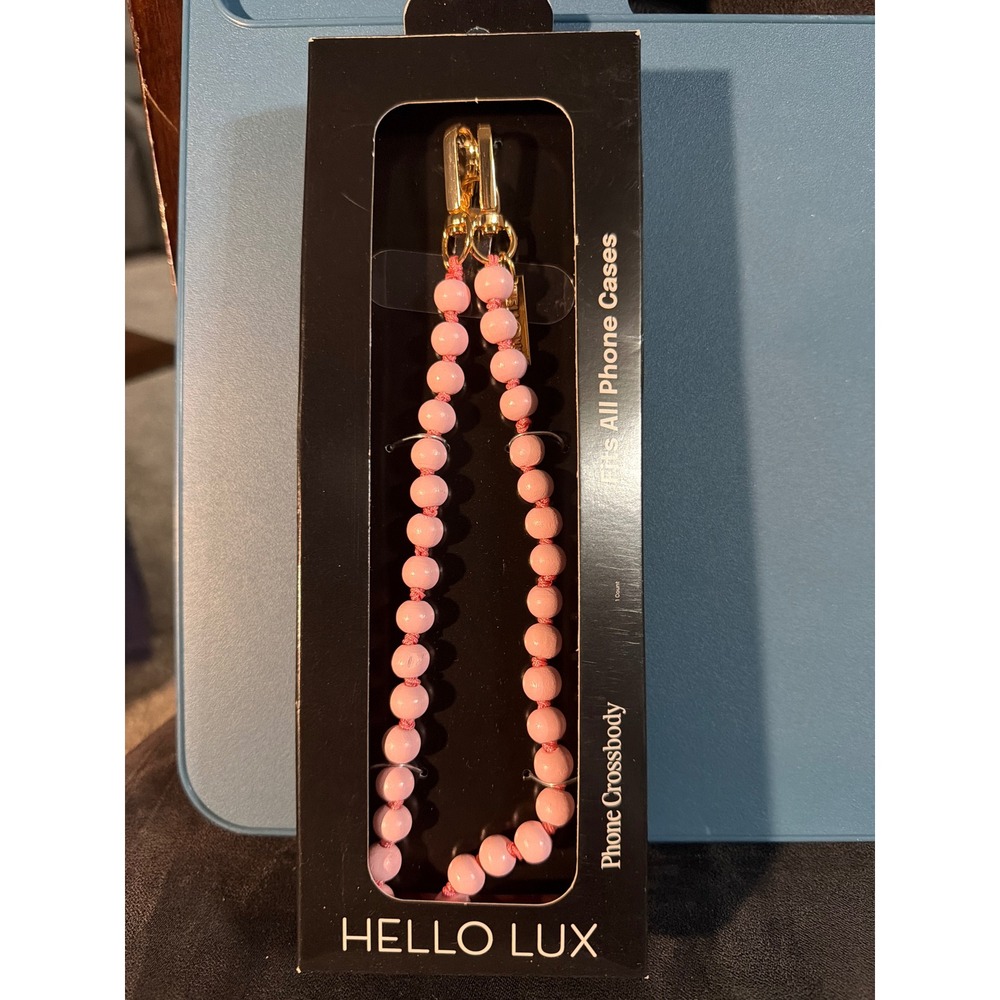 Hello Lux Pink Painted Wooden Bead Universal Crossbody Phone Strap 51.2in NIB